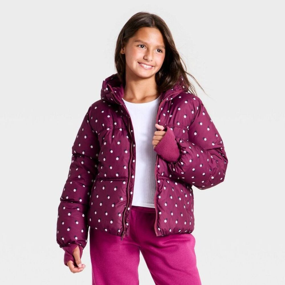 Girls' Puffer Jacket - All in Motion Purple S